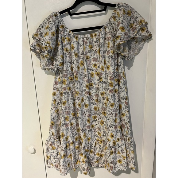 Buffalo David Bitton Floral M Adriella Lined Dress Soft Spring Summer Yellow - Picture 4 of 4